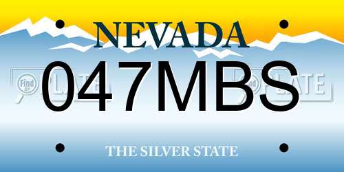 047MBS Nevada License Plate