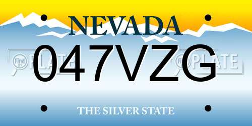 047VZG Nevada License Plate