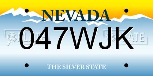 047WJK Nevada License Plate