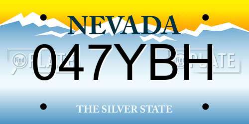 047YBH Nevada License Plate