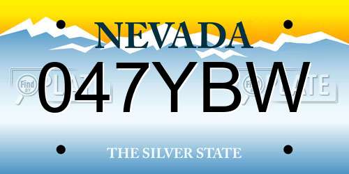 047YBW Nevada License Plate