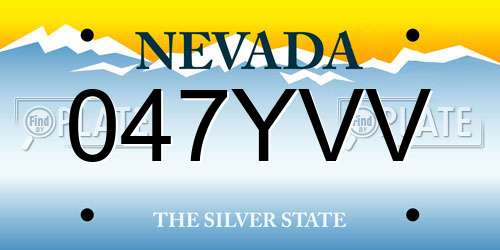 047YVV Nevada License Plate