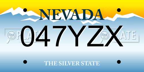 047YZX Nevada License Plate