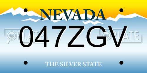 047ZGV Nevada License Plate