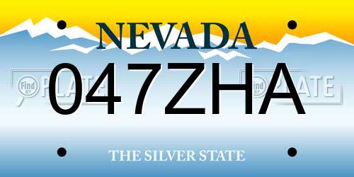 047ZHA Nevada License Plate