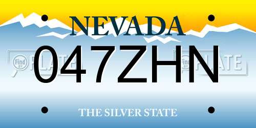 047ZHN Nevada License Plate