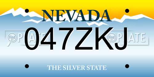 047ZKJ Nevada License Plate