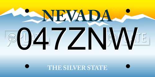 047ZNW Nevada License Plate