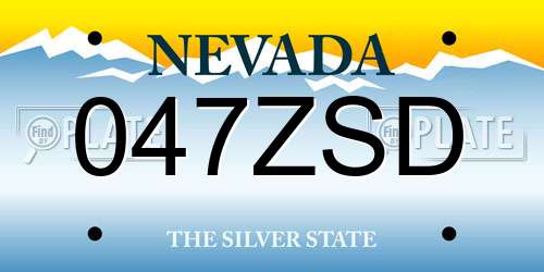 047ZSD Nevada License Plate