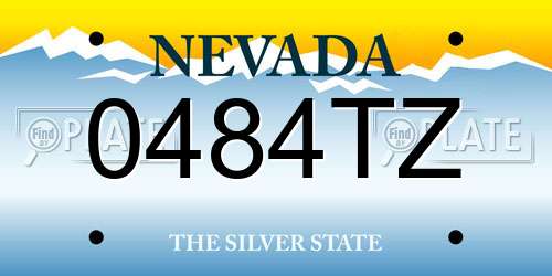 0484TZ Nevada License Plate