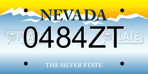 0484ZT Nevada License Plate