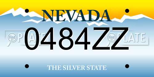 0484ZZ Nevada License Plate