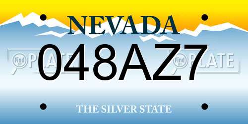 048AZ7 Nevada License Plate