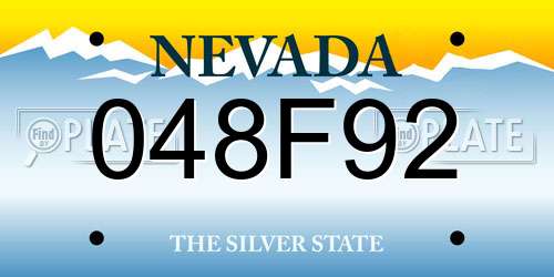 048F92 Nevada License Plate