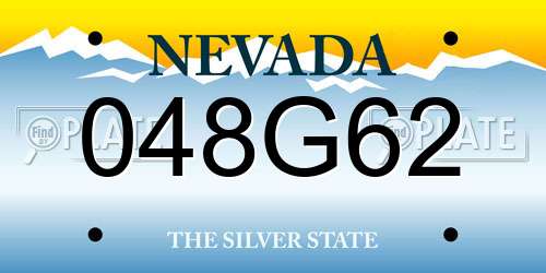 048G62 Nevada License Plate
