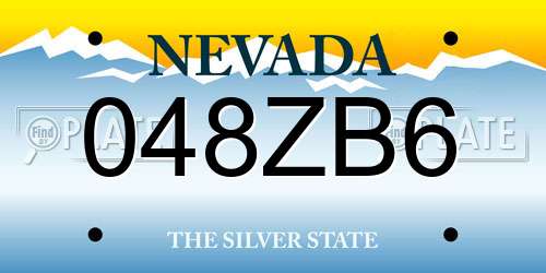 048ZB6 Nevada License Plate
