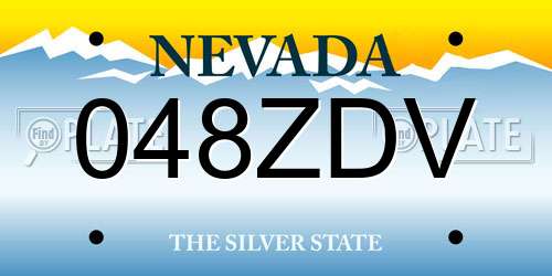 048ZDV Nevada License Plate