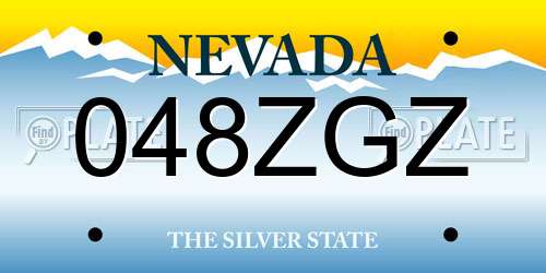 048ZGZ Nevada License Plate