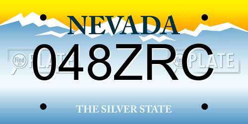 048ZRC Nevada License Plate