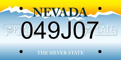 049J07 Nevada License Plate