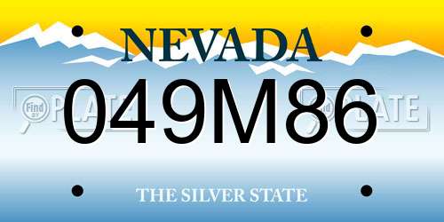 049M86 Nevada License Plate