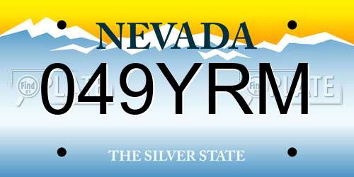 049YRM Nevada License Plate