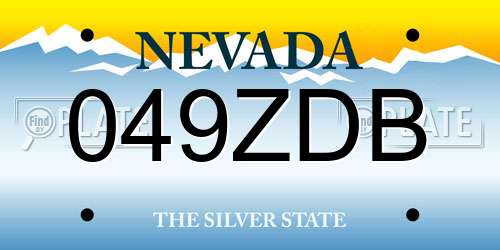 049ZDB Nevada License Plate