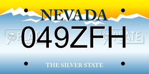 049ZFH Nevada License Plate