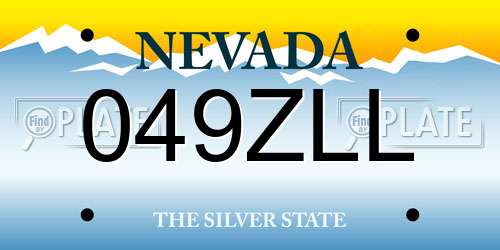 049ZLL Nevada License Plate