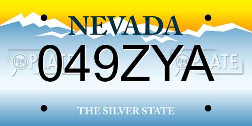 049ZYA Nevada License Plate
