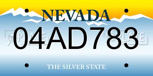 04AD783 Nevada License Plate