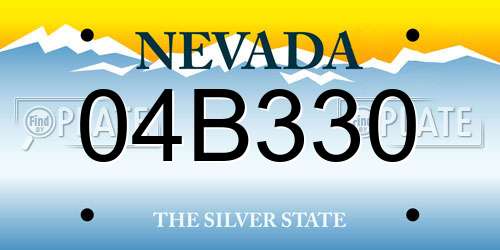 04B330 Nevada License Plate