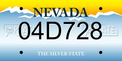 04D728 Nevada License Plate