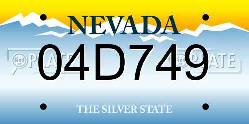 04D749 Nevada License Plate