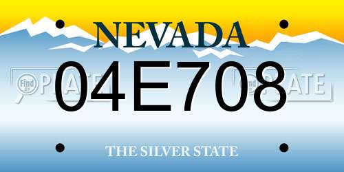 04E708 Nevada License Plate