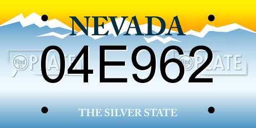 04E962 Nevada License Plate