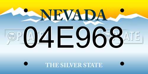 04E968 Nevada License Plate