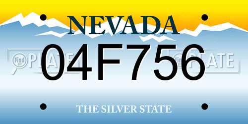 04F756 Nevada License Plate