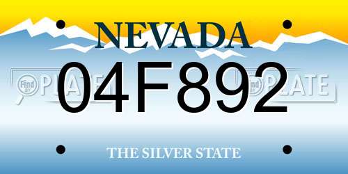 04F892 Nevada License Plate