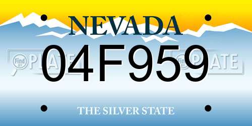 04F959 Nevada License Plate