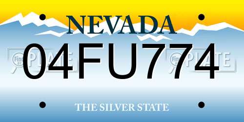 04FU774 Nevada License Plate