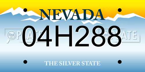 04H288 Nevada License Plate
