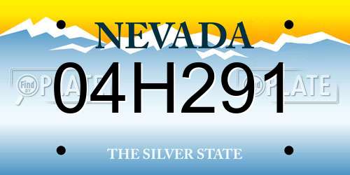 04H291 Nevada License Plate