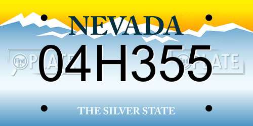 04H355 Nevada License Plate