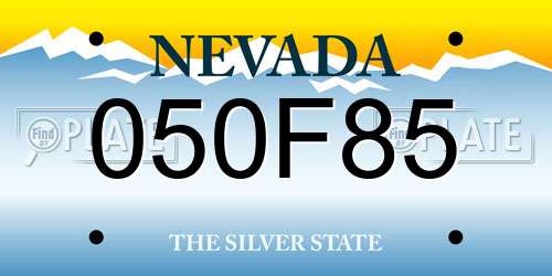 050F85 Nevada License Plate
