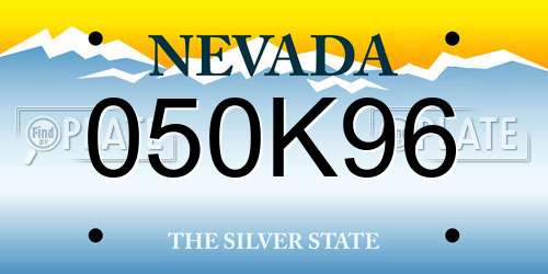 050K96 Nevada License Plate