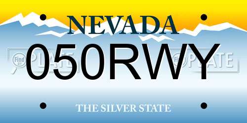 050RWY Nevada License Plate