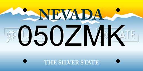050ZMK Nevada License Plate