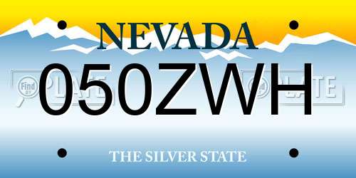 050ZWH Nevada License Plate