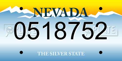 0518752 Nevada License Plate